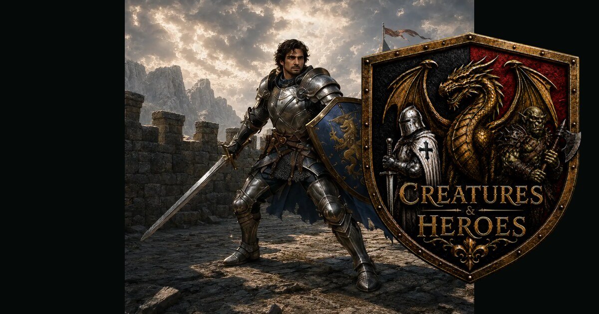 Creatures & Heroes fantasy knight, dragon and orc